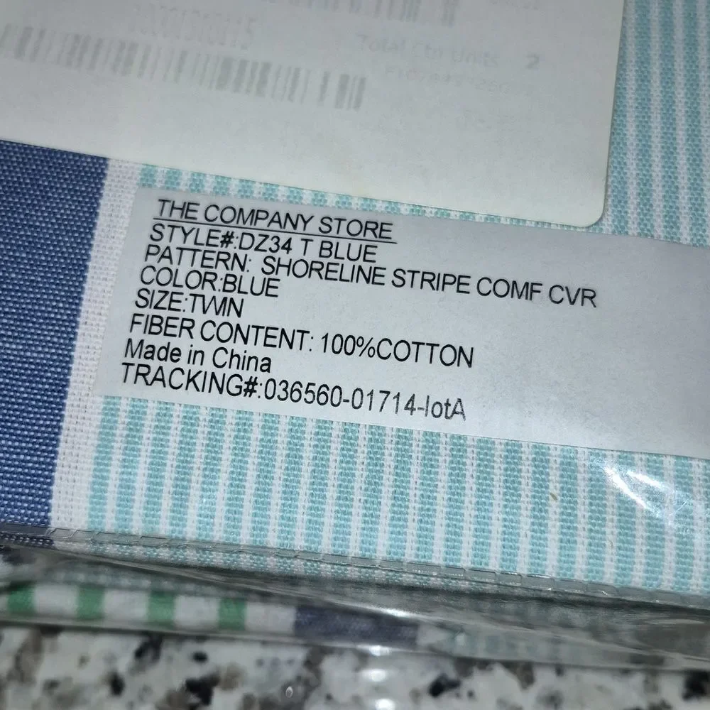The Company Store Twin Duvet Cover Shoreline Stripe 100 Cotton NEW